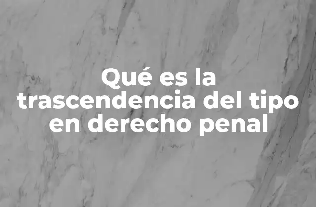 Qué es la Trascendencia Del Tipo en Derecho Penal