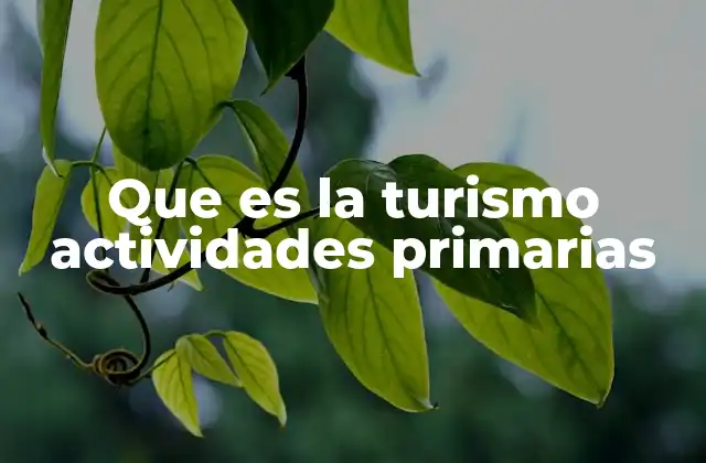 Que es la Turismo Actividades Primarias