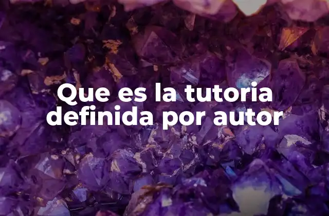 Que es la Tutoria Definida por Autor