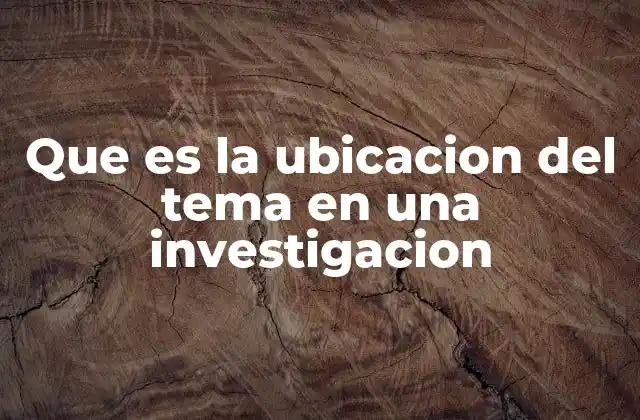 Que es la Ubicacion Del Tema en una Investigacion