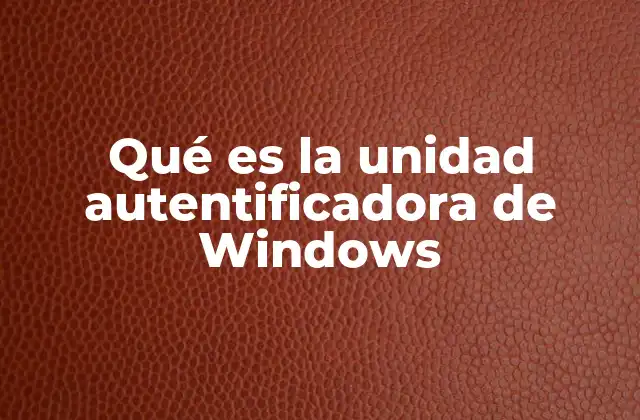 Qué es la Unidad Autentificadora de Windows