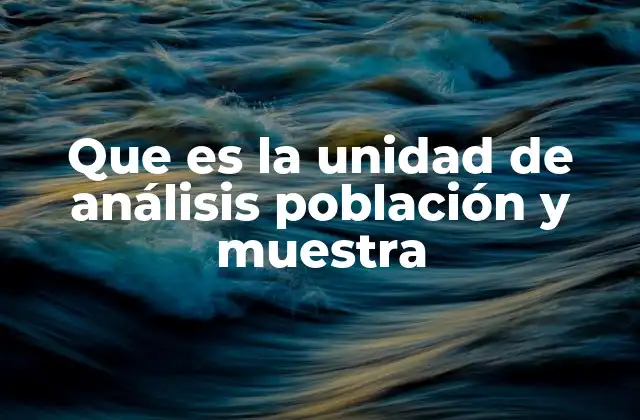 Que es la Unidad de Análisis Población y Muestra