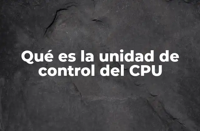 Qué es la Unidad de Control Del Cpu