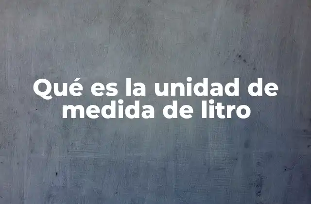 Qué es la Unidad de Medida de Litro