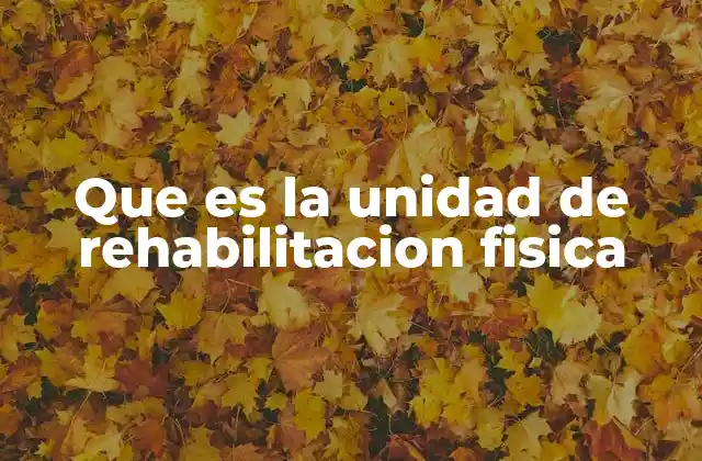 Que es la Unidad de Rehabilitacion Fisica