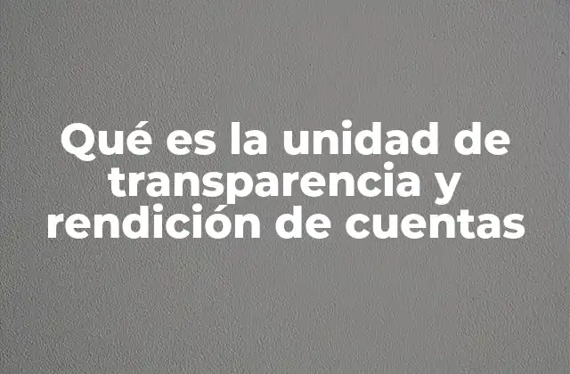 Qué es la Unidad de Transparencia y Rendición de Cuentas