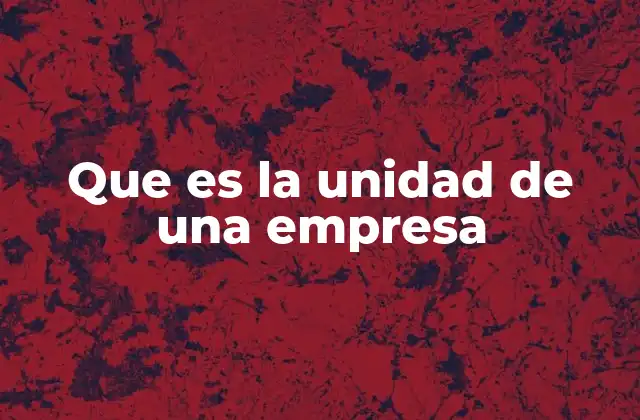 Que es la Unidad de una Empresa