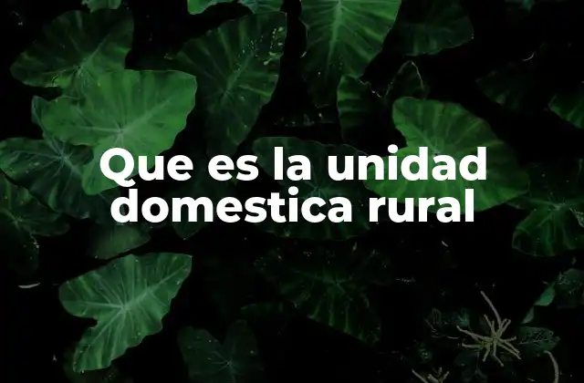 Que es la Unidad Domestica Rural