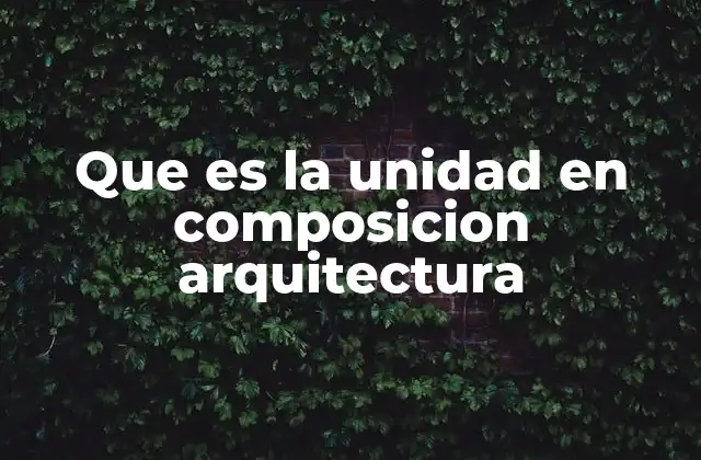 Que es la Unidad en Composicion Arquitectura
