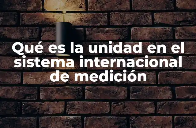 Qué es la Unidad en el Sistema Internacional de Medición