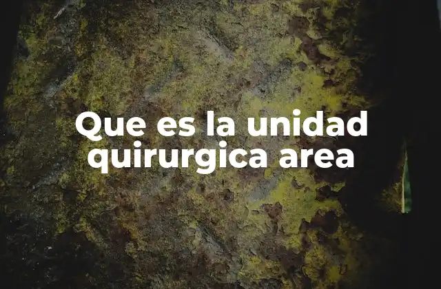 Que es la Unidad Quirurgica Area 2 La importancia del entorno controlado en la unidad quirúrgica
