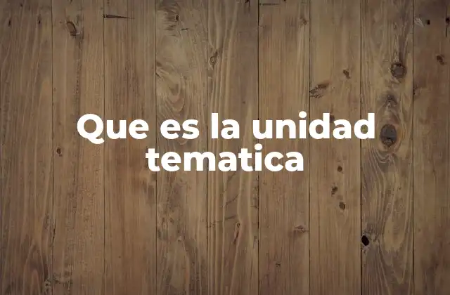 Que es la Unidad Tematica