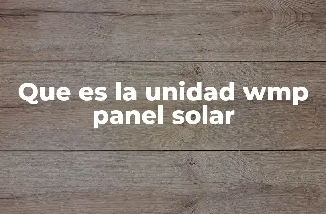 Que es la Unidad Wmp Panel Solar
