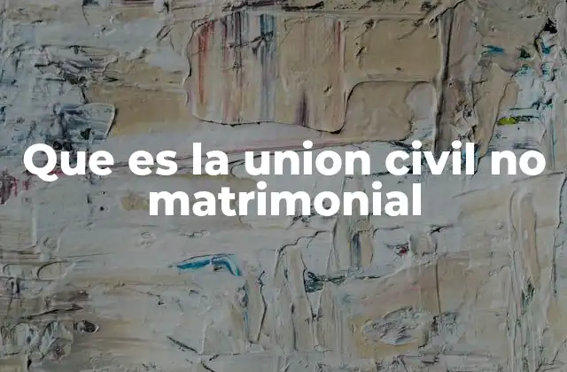 Que es la Union Civil No Matrimonial