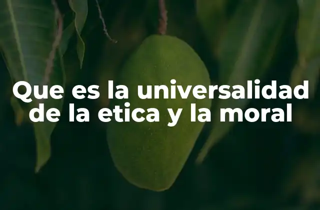 Que es la Universalidad de la Etica y la Moral