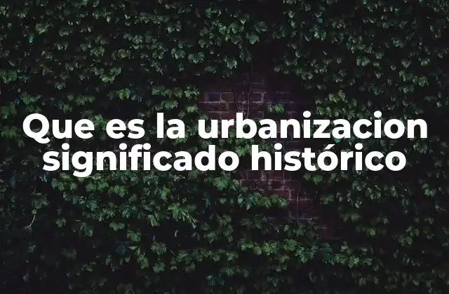 Que es la Urbanizacion Significado Histórico