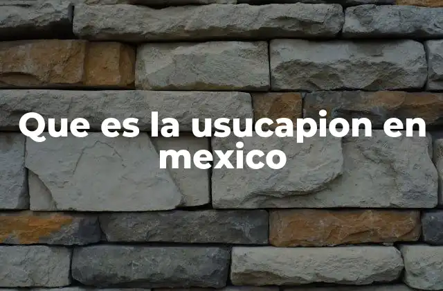 Que es la Usucapion en Mexico