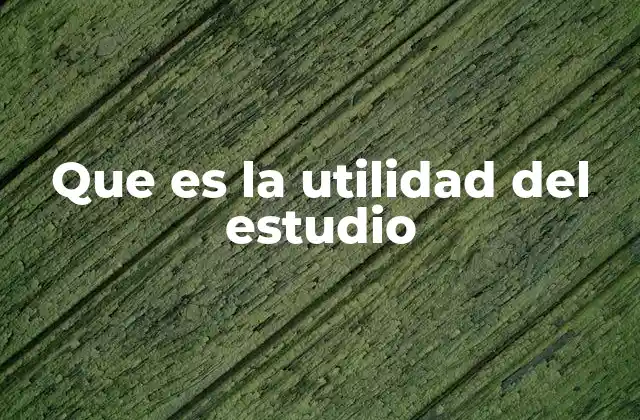 Que es la Utilidad Del Estudio