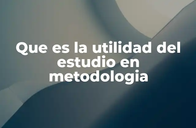 Que es la Utilidad Del Estudio en Metodologia