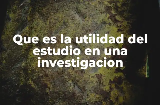 Que es la Utilidad Del Estudio en una Investigacion