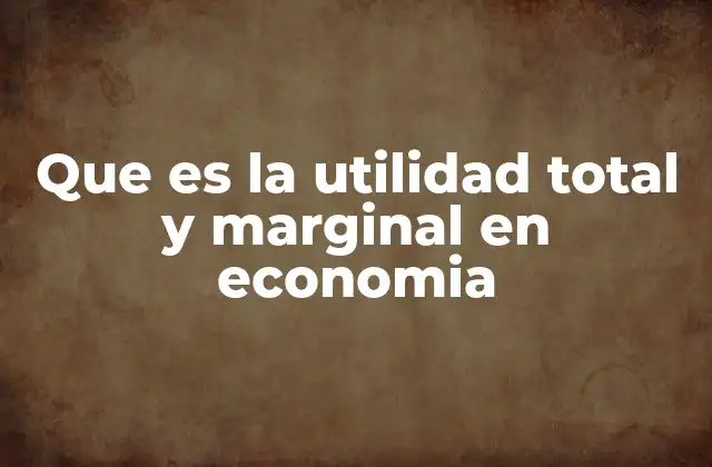 Que es la Utilidad Total y Marginal en Economia