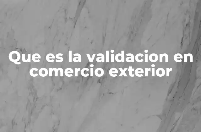 Que es la Validacion en Comercio Exterior
