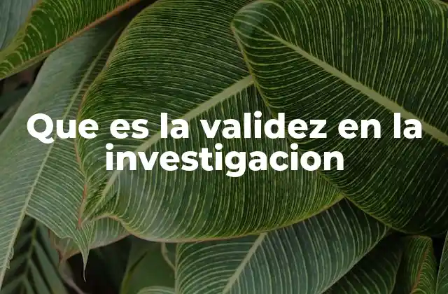 Que es la Validez en la Investigacion
