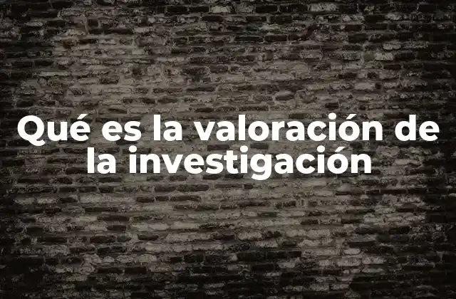 Qué es la Valoración de la Investigación