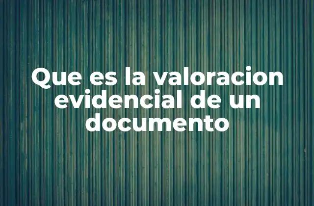 Que es la Valoracion Evidencial de un Documento