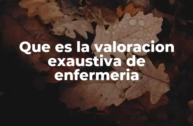 Que es la Valoracion Exaustiva de Enfermeria
