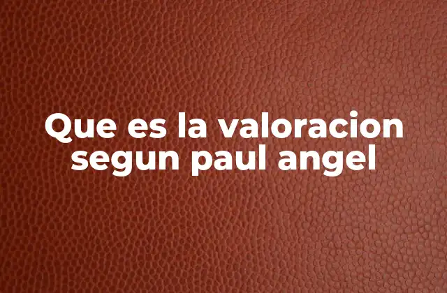 Que es la Valoracion Segun Paul Angel