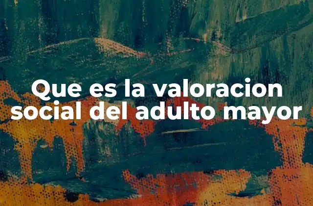 Que es la Valoracion Social Del Adulto Mayor