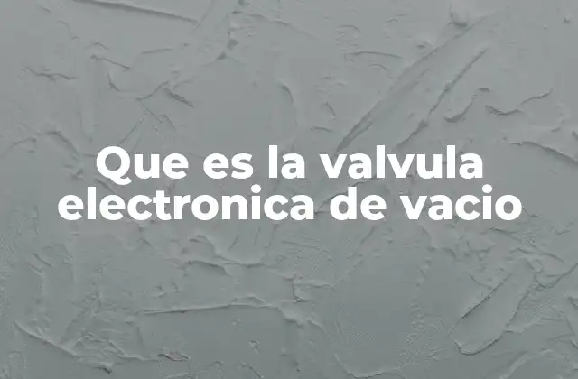 Que es la Valvula Electronica de Vacio