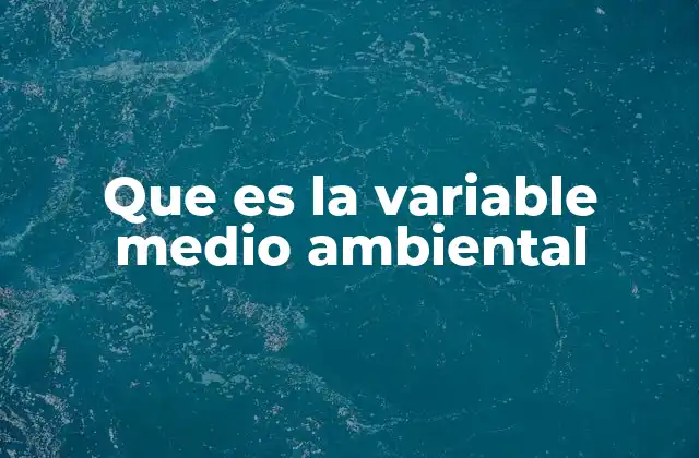 Que es la Variable Medio Ambiental 2 Factores que definen el entorno natural