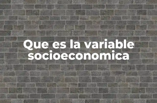 Que es la Variable Socioeconomica