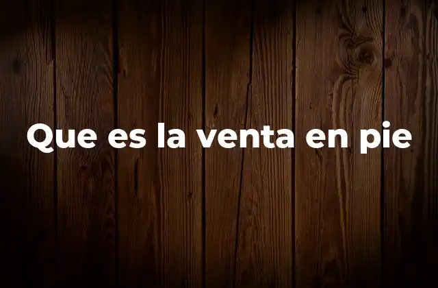 Que es la Venta en Pie