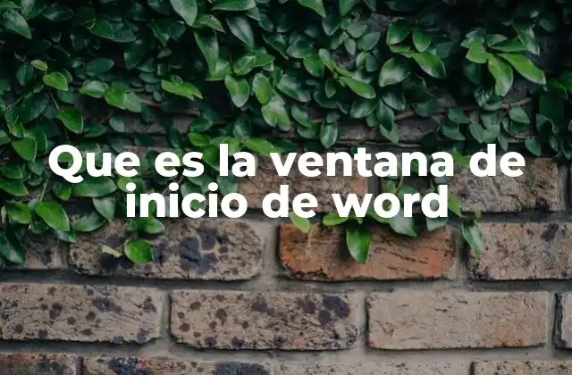 Que es la Ventana de Inicio de Word