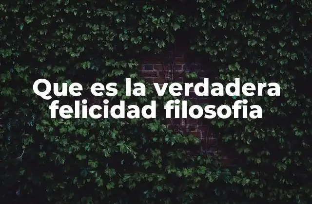 Que es la Verdadera Felicidad Filosofia