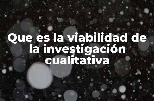 Que es la Viabilidad de la Investigación Cualitativa