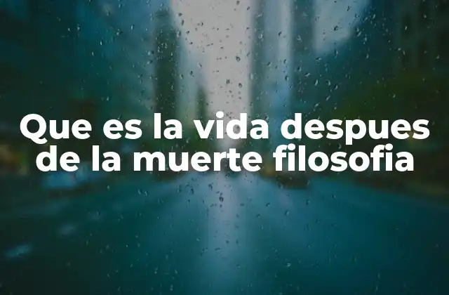 Que es la Vida Despues de la Muerte Filosofia