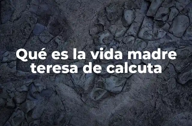 Qué es la Vida Madre Teresa de Calcuta
