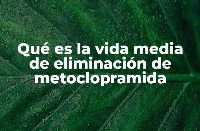 Qué es la Vida Media de Eliminación de Metoclopramida