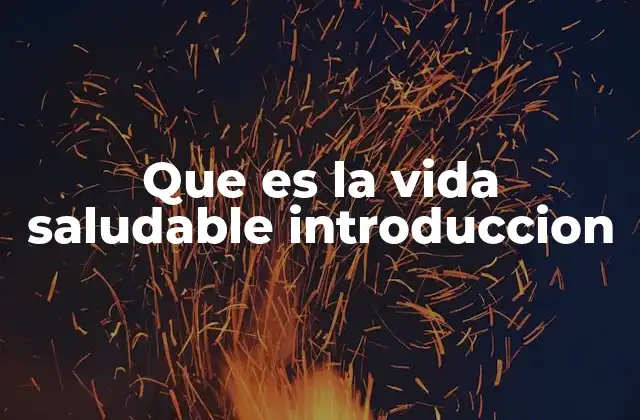 Que es la Vida Saludable Introduccion