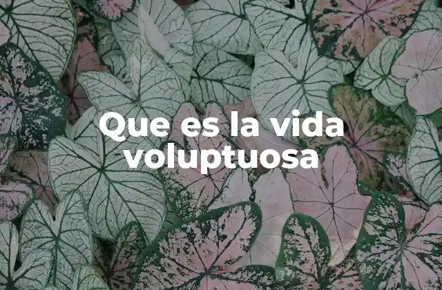 Que es la Vida Voluptuosa 2 La vida llena de deleites y sensaciones