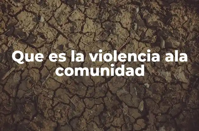 Que es la Violencia Ala Comunidad