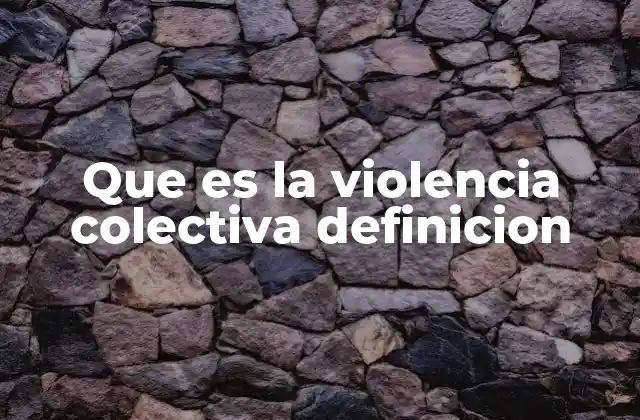 Que es la Violencia Colectiva Definicion
