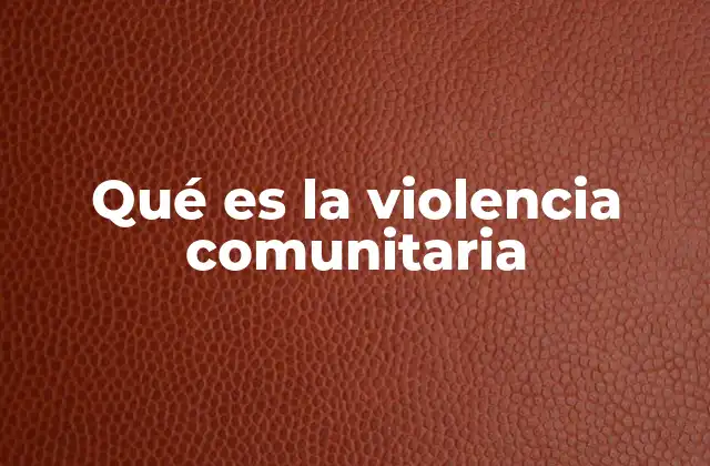 Qué es la Violencia Comunitaria