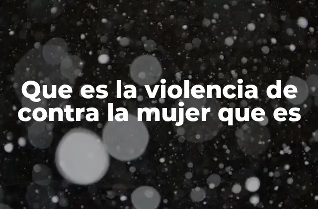Que es la Violencia de contra la Mujer que es