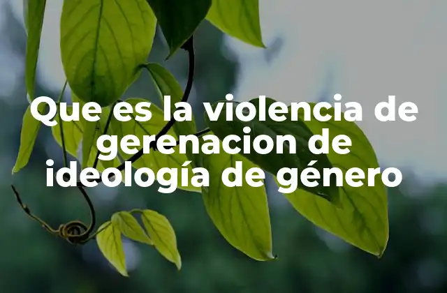 Que es la Violencia de Gerenacion de Ideología de Género