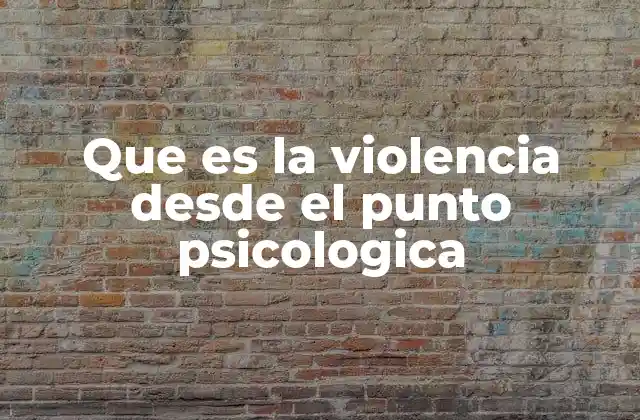 Que es la Violencia desde el Punto Psicologica